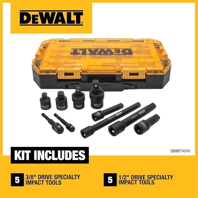 DEWALT | Impact Wrench Set 10 pieces, 3/8" \ 1/2"