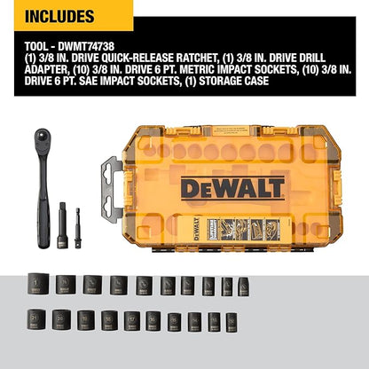 DeWalt | Rigid Case 23 Piece 3/8" Drive Impact Socket Set